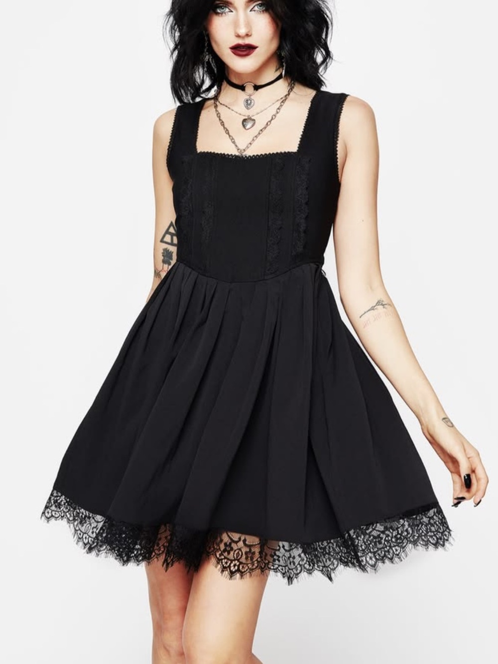 Disturbia Black Katalin Corset Mini Dress with Lace trim Size US2